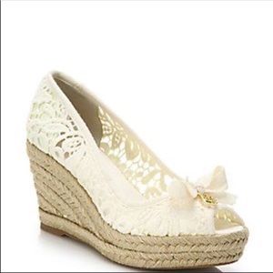 Tory Burch White summer espadrille wedge